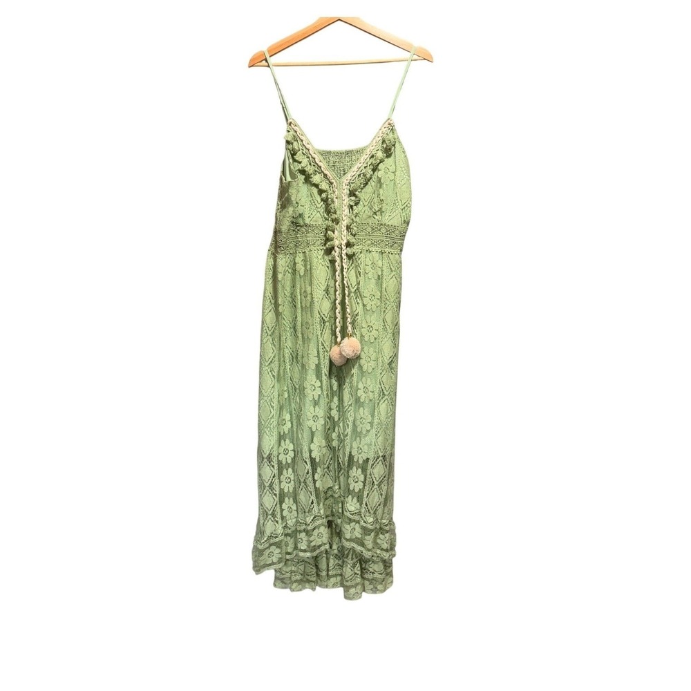 Cupshe Boho Floral Lace Crochet Maxi Dress XXL Sage/Mint Boho Whimsy Western - Picture 2 of 11